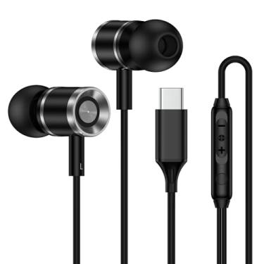 Imagem de Fones de ouvido USB C com fio para Samsung Galaxy S25 Ultra 24 Plus S23 Ultra S22 FE A17 A16, fones de ouvido USBC com fio, fones de ouvido tipo C, fones de ouvido com microfone para Google Pixel 10