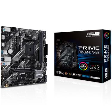 Imagem de Placa Mãe Asus Prime B550M-K, AM4, DDR4, HDMI, Display Port, Micro ATX, ARGB - 90MB1GC0-M0EAY0