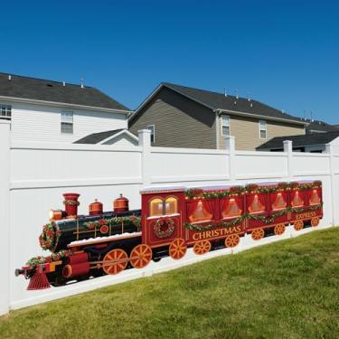 Imagem de Panelee Conjunto de 4 peças de decorações de trem de Natal, capas de trem de Natal, banners pendurados para Natal, inverno, férias, sala de aula, escritório, casa, festa, fotografia, decoração de