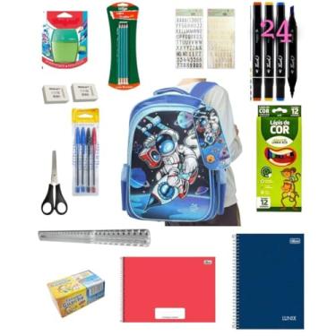 Imagem de Kit Astronauta Material Escolar Infantil Completo fundamental Masculino Menino
