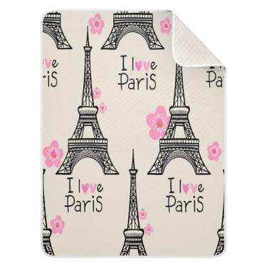 Imagem de Wassud Torre Eiffel (2) Cobertor de bebê para meninos e meninas, macio para bebês e recém-nascidos, cobertor aconchegante de algodão essencial para berçário, viagem, berço, carrinho 76 x 101 cm