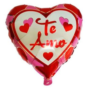 Imagem de Balão Metalizado Coração Te Amo Vermelho E Rosa - 18 Pol