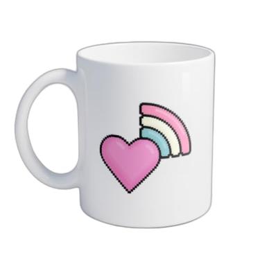 Imagem de Caneca Xícara de Café Porcelana 300ml Com Design Coração Rosa