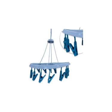 Imagem de Varal Redondo para Roupas Íntimas com 12 Pregadores, Plástico e Aço, 28x28cm, Capacidade 2kg, Cores Sortidas