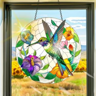 Imagem de Apanhador solar de acrílico colorido, decoração de janela pendurada com apanhadores de sol de beija-flor, arte de parede de criador de arco-íris, para sala de estar, quarto, varanda, decoração de