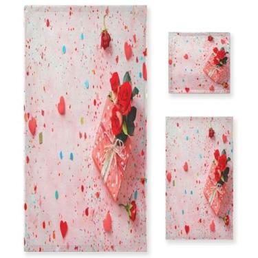 Imagem de Wassud Conjunto de 3 toalhas de banho de coração e presentes de Dia dos Namorados, toalhas super macias e absorventes para banheiro, toalhas de banho de secagem rápida, toalha de banho para academia