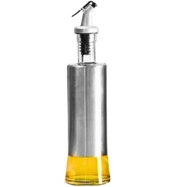 Imagem de Porta Condimentos Azeite Vinagre, Aço Inox e Vidro, 300ml, Bico Dosador, 25cm Altura, Sistema Uma Mão