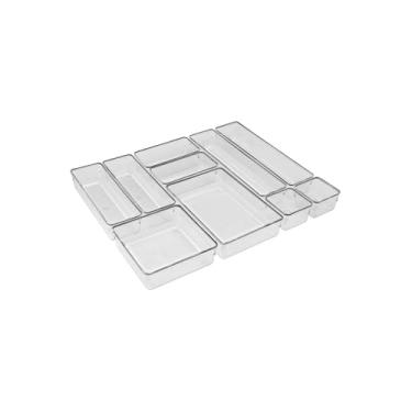 Imagem de Organizador de Gavetas Transparente, Material P.E.T, 23x7x5,2 cm, Design Minimalista, para Cozinha, Banheiro, Escritório, Quarto