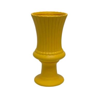 Imagem de Vaso Decorativo Charme Pequeno – Elegância para Sala, Escritório e Eventos, Design Sofisticado(Amarelo Ouro Fosco)