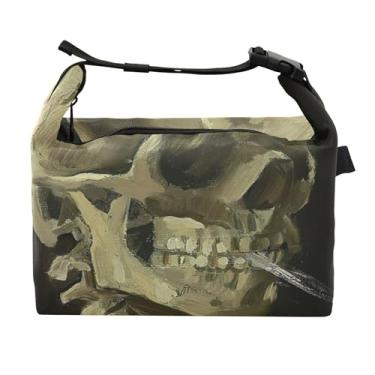 Imagem de TSENQUE Lancheira personalizada Vangogh caveira esqueleto cigarro para adultos mulheres lancheira isolada macia personalizada lancheira para trabalho