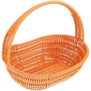 Imagem de NUOBESTY Cesta de tecido em forma de barco com alça, pequena cesta de flores tecida à mão para armazenamento de frutas de piquenique e uso doméstico