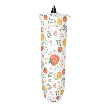 Imagem de Lindos suportes de saco plástico de morango floral, suporte de saco de plástico para armário, organizador de bolsa de armazenamento suporte de parede