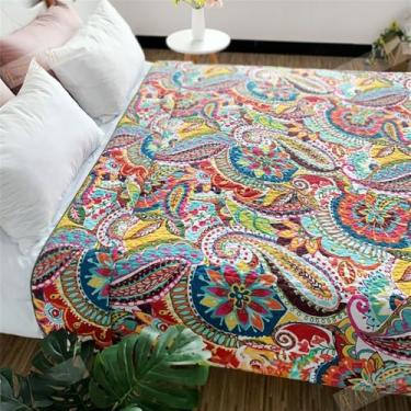 Imagem de Colcha de algodão acolchoada, estilo campestre, com forro antiderrapante, ideal para cama quente (007, 230x250cm).