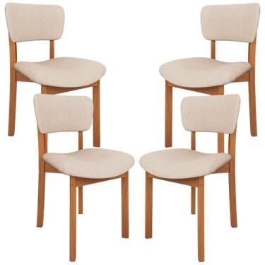 Imagem de Kit 04 Cadeiras Para Sala de Jantar Cozinha Living Estofada Dara L02 Linho Bege - Lyam Decor