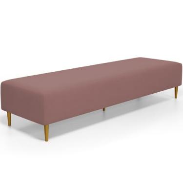 Imagem de Puff Decorativo Sala de Estar Bali W01 Pés Palito 170x60cm Suede Rosê - Lyam Decor