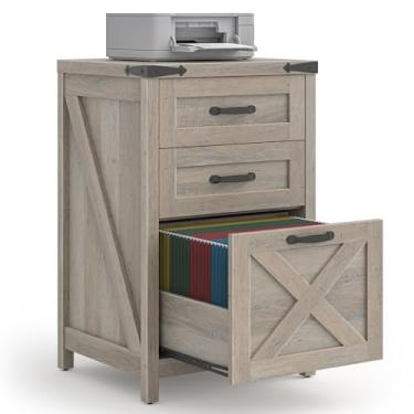 Imagem de Halitaa Arquivo pequeno com 3 gavetas, armário de arquivo vertical para casa de fazenda, tamanho A4, arquivos de madeira sob a mesa para escritório em casa, suporte de impressora, cinza