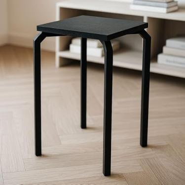 Imagem de Banqueta para Cozinha Metalon e Madeira Quadrada Multiuso(Preto)