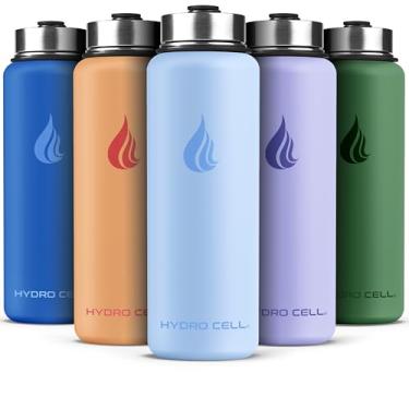 Imagem de HYDRO CELL Garrafa de água isolada de aço inoxidável com canudo - para bebidas frias e quentes - Frasco de metal a vácuo com tampa de rosca e garrafa térmica esportiva moderna à prova de vazamento