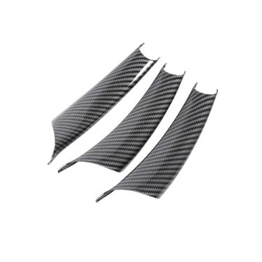 Imagem de 3 unidades maçaneta da porta interna do carro capa protetora guarnição preta/padrão de fibra de carbono compatível com BMW X5 E70 LCI/X6 E71 E72 híbrido(LHD Carbon Fiber Pattern Texture)
