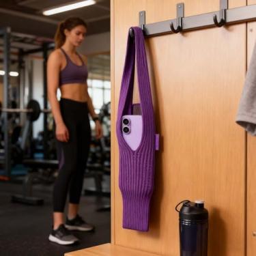 Imagem de Bolsa de ombro de malha para celular – Bolsa transversal elegante e funcional para smartphones para academia, trabalho, viagens essenciais (preta)