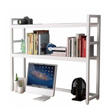 Imagem de Estante de mesa para mesa de computador – Suporte organizador de mesa ajustável de 2 camadas, estante multiuso, prateleira de armazenamento de mesa de metal aberta, para escritório/biblioteca