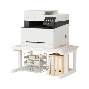 Imagem de WRITECRY Suporte para impressora de mesa, prateleira grande de 2 níveis de 49,7 x 38 cm, serve para impressora a laser 3D/scanner/máquina de fax, rack de armazenamento industrial para armazenamento de