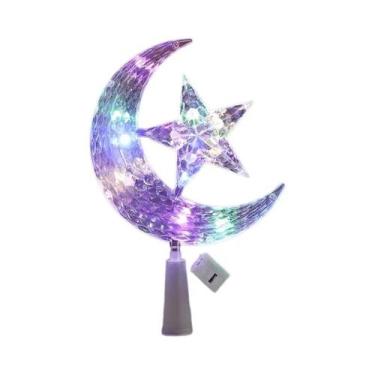 Imagem de Topper De Árvore De Natal Colorido E Inquebrável Com Luzes E Estrelas 