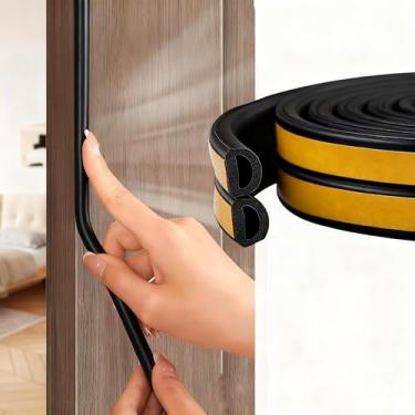 Imagem de Tira de vedação de chuva e vento para portas e janelas, fita de isolamento acústico autoadesiva de espuma de borracha adesiva, 19,68 pés, pode ser cortada, adequada para várias lacunas