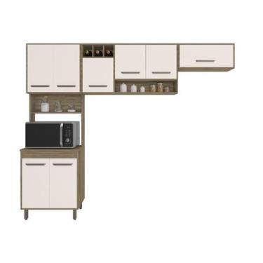 Imagem de Cozinha Compacta 8 portas Barcelona Carvalho/Off White - Poliman - Pol