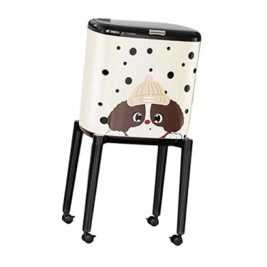 Imagem de Bothyi Lixeira com Rodas, Lixeira Estreita, Cesto de Lixo para Banheiro, Berçário, Filhote de Cachorro Branco