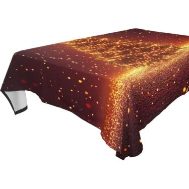 Imagem de Blueangle Glowing Stars Toalha de mesa para árvore de Natal – Toalha de mesa retangular de poliéster impermeável e resistente a manchas para ambientes internos e externos, 152 x 304 cm (490)