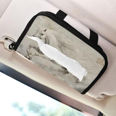 Imagem de SEHANY Suporte de lenços de carro Majestic Horse, caixa de lenços para carro, viseira solar, porta-guardanapos retangular, dispensador de máscara de carro, caixa de lenços de papel para automóveis