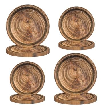 Imagem de RFAPTDM 80 peças de pratos de papel de grão de madeira, decorações de aniversário, utensílios de mesa descartáveis para lenhador, acampamento, caça, tema de festa, serve 40 convidados (estilo A)