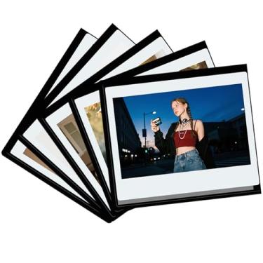 Imagem de pssped Pacote com 5 molduras magnéticas para fotos compatíveis com Fujifilm Instax Wide 400 300 210 Wide EVO Polaroid Now 600 OneStep + -8,9 x 10,8 cm – Visor de fotos de geladeira (preto)