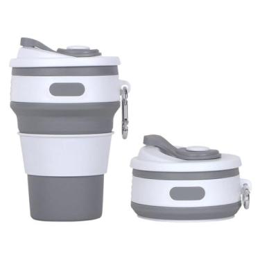 Imagem de Copo de água telescópico para esportes ao ar livre com design dobrável, corpo portátil leve e suporte de hidratação diária cinza