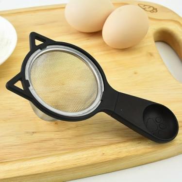 Imagem de Coador versátil de malha fina de aço inoxidável – ideal para café, chá, peneirar farinha, cozinhar e preparar alimentos (preto)