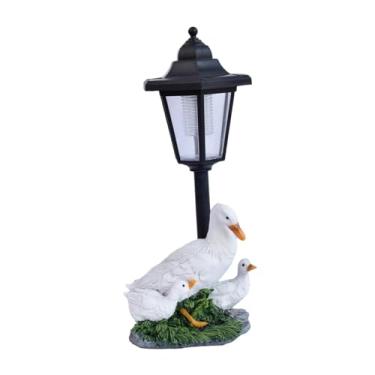 Imagem de Ｂｅｓｇａ Estátua de Pato para Exterior com Lanterna Solar, Escultura Decorativa Criativa Branca em Resina para Jardim Externo