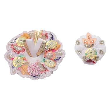 Imagem de Laddu Gopal Vestido Pano Bhagwan Poshak of God Bal Gopal Kanha Kanhaiya Dev Vastra para Estátua de Ídolo de Metal para Decoração Indiana Tradicional Holi Festival de Cores (Tamanho: - 0-1 Nº Dia- 10