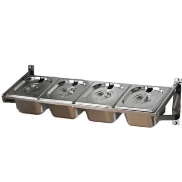 Imagem de Suporte de parede de aço inoxidável para temperos, 8 panelas com capa, compartimentos retráteis, organizador de temperos de bancada, profundidade 10 cm (36,2 x 8,7 x 7 polegadas)