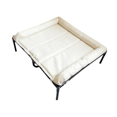 Imagem de Dualoai Cama elevada portátil e para cães, com encosto de cabeça inclinado, estrutura robusta em tela respirável, ideal para cães de pequeno e, Branco