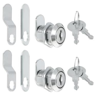 Imagem de Pacote com 2 fechaduras de armário com chaves de substituição de fechadura de armário de arquivo de 1,5 cm Fechaduras de came com chave semelhante à caixa de ferramentas de substituição para gavetas
