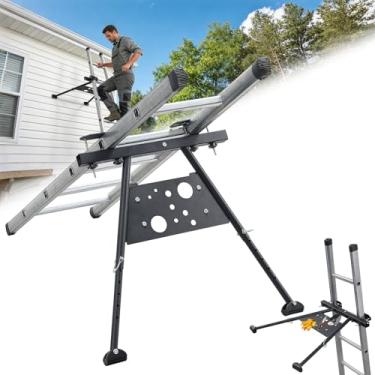 Imagem de Estabilizador de escada, estabilizador de escada de extensão pernas ajustáveis 51 a 75 cm, alumínio de grau de aviação para escada de parede, estabilizador de escada para calha de telhado, bandeja de