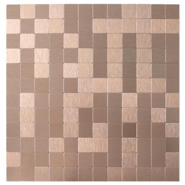 Imagem de DICOFUN 10 folhas de metal escovado descascar e colar azulejo backsplash, azulejo de cobre de metal para cozinha, suporte para banheiro