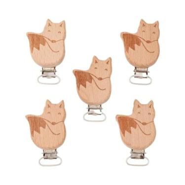 Imagem de Clipes De Chupeta De Madeira De Bétula Para Bebês 5 Peças Acessórios D