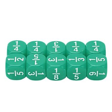 Imagem de Conjunto de dados de fração de 20 peças de plástico com 6 lados e acessórios de mesa multifacetados para jogos de mesa para prática de matemática para crianças(green)
