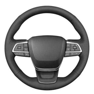 Imagem de MEWANT Capa de volante de couro sintético em relevo hexagonal liso costurado à mão para Toyota Highlander Grand Highlander 2024