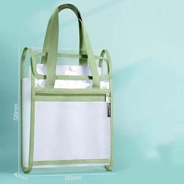 Imagem de Bolsa Portátil para Documentos A4 Impermeável Transparente com Compartimentos Multicamadas para Organização de Papéis, Pastas, Arquivos e Uso Diário (Verde)