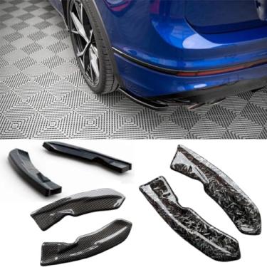 Imagem de Difusor de lábio de spoiler de para-choque traseiro de carro compatível com Tiguan R padrão de proteção de para-choque de distância entre eixos acessórios de carro (acabamento de canto preto brilhante