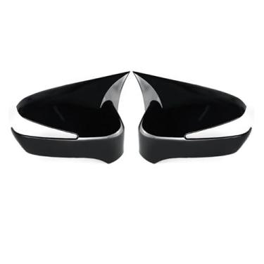 Imagem de Capa do espelho lateral retrovisor do carro compatível com Honda Civic 8th 2005-2011 Asa Cap Adesivo Porta Vista Traseira Caso Guarnição Fibra de Carbono Look Preto(Black-With Light)