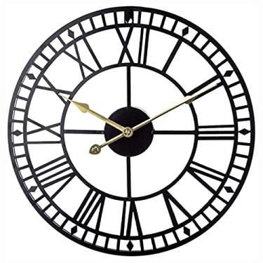 Imagem de SLGGPJBU Grandes relógios de parede externa de jardim, 60 cm, relógios de parede para jardim, relógio de parede ao ar livre, silencioso, sem tique-taque, operado por bateria, relógio decorativo para